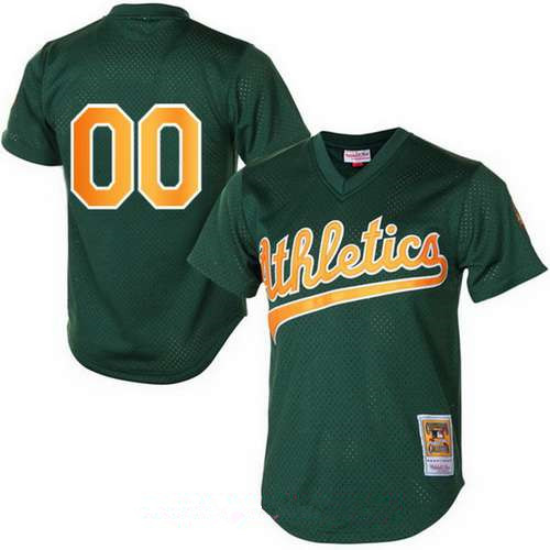 Men's Oakland Athletics Green 1998 Mesh Batting Practice Throwback Majestic Cooperstown Collection Custom Baseball Jersey Men's Oakland Athletics Green 1998 Mesh Batting Practice Throwback Majestic Cooperstown Collection Custom Baseball Jersey