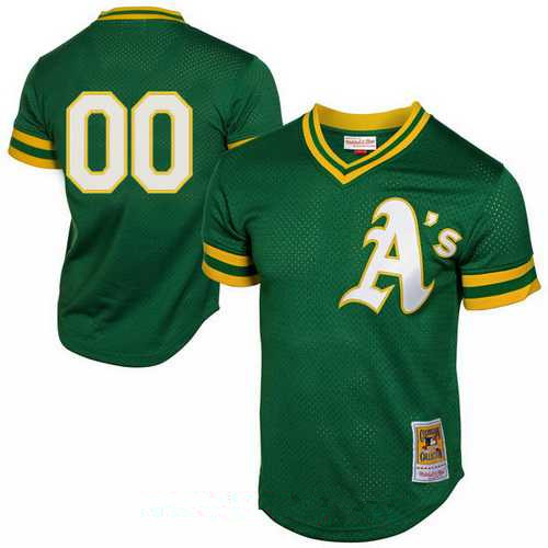 Men's Oakland Athletics Green 1991 Mesh Batting Practice Throwback Majestic Cooperstown Collection Custom Baseball Jersey Men's Oakland Athletics Green 1991 Mesh Batting Practice Throwback Majestic Cooperstown Collection Custom Baseball Jersey