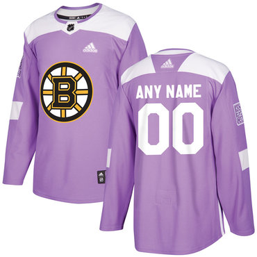 Men's Boston Bruins Purple Pink Custom Adidas Hockey Fights Cancer Practice Jersey Men's Boston Bruins Purple Pink Custom Adidas Hockey Fights Cancer Practice Jersey