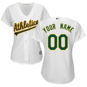 Women's Oakland Athletics Majestic White Home Cool Base Custom Jersey Women's Oakland Athletics Majestic White Home Cool Base Custom Jersey