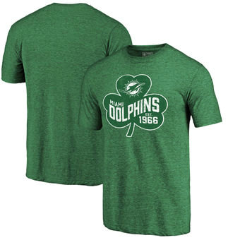 Miami Dolphins Pro Line St. Patrick's Day Paddy's Pride Tri-Blend T-Shirt - Kelly Green