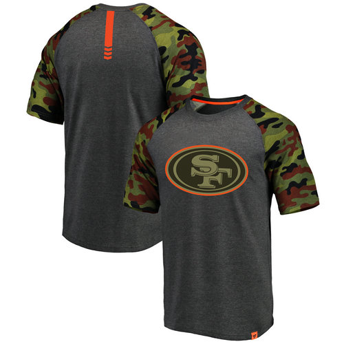San Francisco 49ers Heathered Gray NFL Pro Line Camo Recon Camo Raglan T-Shirt