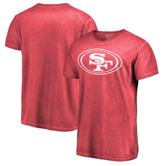 San Francisco 49ers NFL Pro Line White Logo Shadow Washed T-Shirt