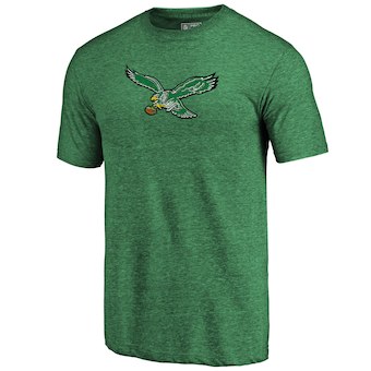 Men's Philadelphia Eagles Green Throwback Logo Tri-Blend T-Shirt