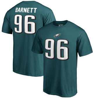 Men's Philadelphia Eagles 96 Derek Barnett NFL Pro Line Midnight Green Authentic Stack Name & Number T-Shirt