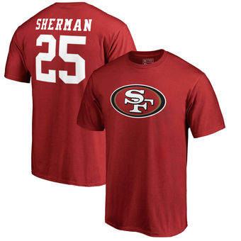 Men's San Francisco 49ers 25 Richard Sherman NFL Pro Line Red Player Icon Name & Number T-Shirt