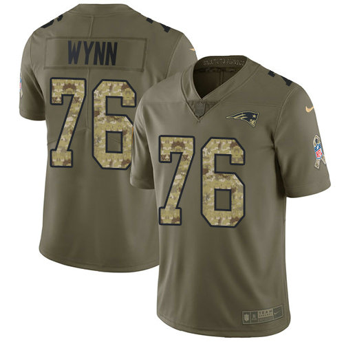 Kids Nike Patriots 76 Isaiah Wynn Olive Camo Stitched NFL Limited 2017 Salute To Service Jersey