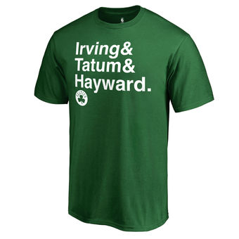 Men's Boston Celtics Kyrie Irving, Jayson Tatum & Gordon Hayward Green Trio T-Shirt