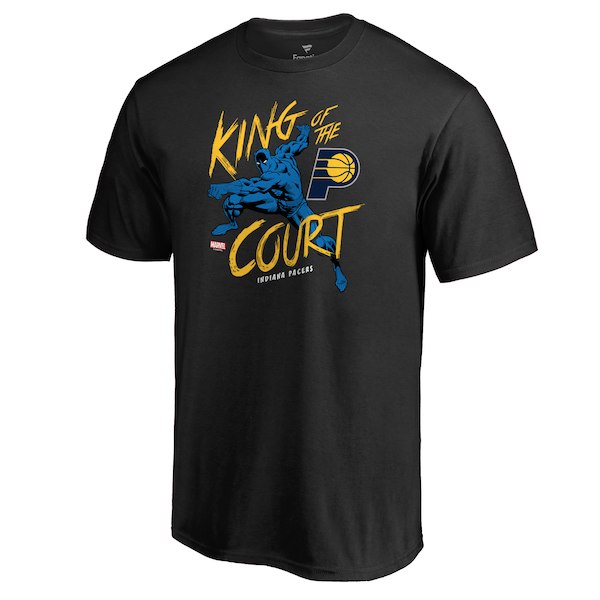 Men's Indiana Pacers Black Marvel Black Panther King of the Court T-Shirt