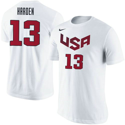 Team USA 13 James Harden Basketball Nike Name & Number T-Shirt White Team USA 13 James Harden Basketball Nike Name & Number T-Shirt White