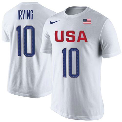 Team USA 10 Kyrie Irving Basketball Nike Rio Replica Name & Number T-Shirt White Team USA 10 Kyrie Irving Basketball Nike Rio Replica Name & Number T-Shirt White