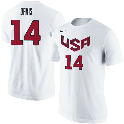 Team USA 14 Anthony Davis Basketball Nike Name & Number T-Shirt White Team USA 14 Anthony Davis Basketball Nike Name & Number T-Shirt White