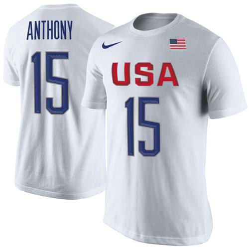 Team USA 15 Carmelo Anthony Basketball Nike Rio Replica Name & Number T-Shirt White Team USA 15 Carmelo Anthony Basketball Nike Rio Replica Name & Number T-Shirt White