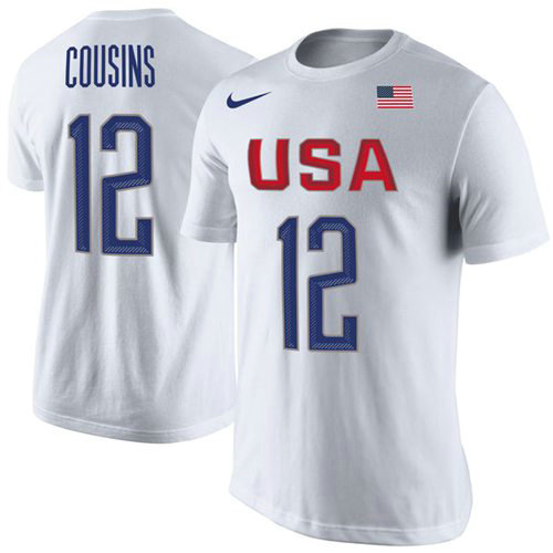 Team USA 12 DeMarcus Cousins Basketball Nike Rio Replica Name & Number T-Shirt White Team USA 12 DeMarcus Cousins Basketball Nike Rio Replica Name & Number T-Shirt White