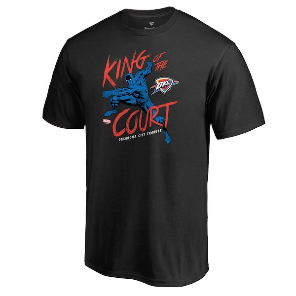 Men's Oklahoma City Thunder Black Marvel Black Panther King of the Court T-Shirt