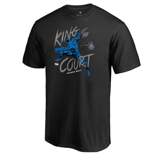 Men's Orlando Magic Black Marvel Black Panther King of the Court T-Shirt