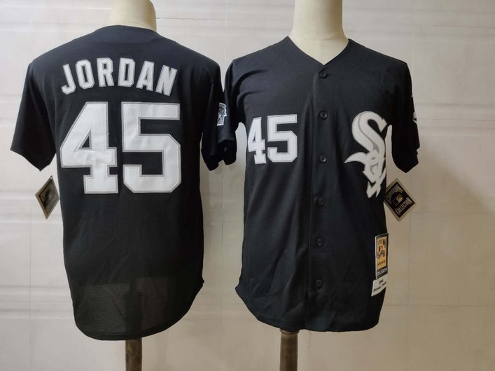 Men's Chicago White Sox #45 Michael Jordan Black Throwback Jersey