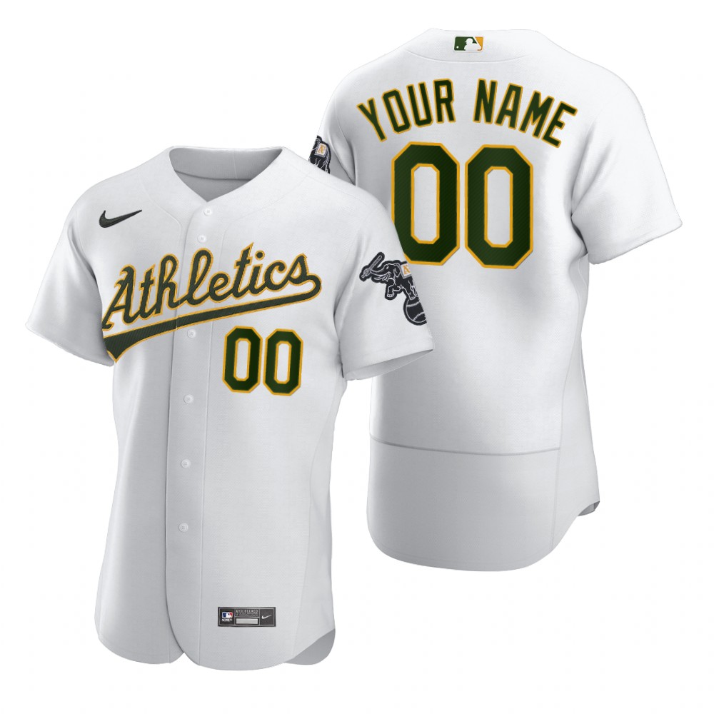 Men's Oakland Athletics Custom Nike White 2020 Stitched MLB Flex Base Jersey Men's Oakland Athletics Custom Nike White 2020 Stitched MLB Flex Base Jersey