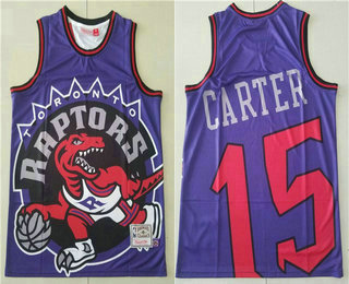 Men's Toronto Raptors #15 Vince Carter Purple Big Face Hardwood Classics Soul Swingman Throwback Jersey