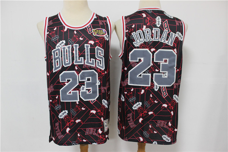 Men's Chicago Bulls #23 Michael Jordan Black Tear Up Pack Throwback Swingman Jeresy
