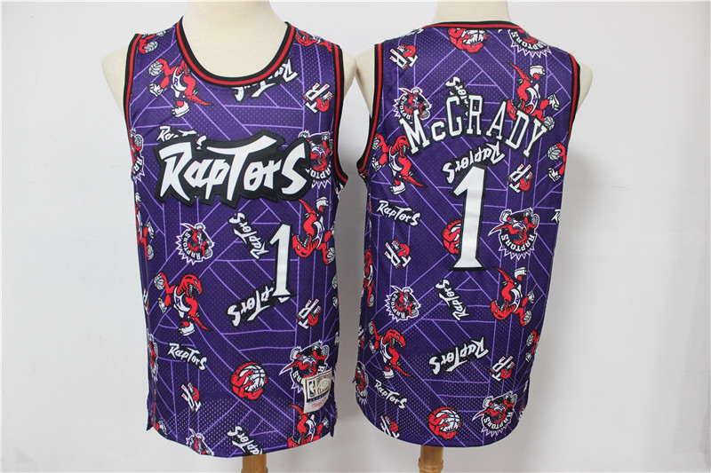 Men's Toronto Raptors #1 Tracy McGrady Purple Tear Up Pack Throwback Swingman Jeresy
