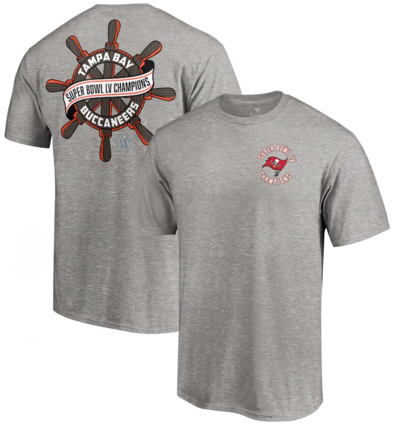 Men's Tampa Bay Buccaneers Heathered Gray Super Bowl LV Champions Hometown Wheel T-Shirt