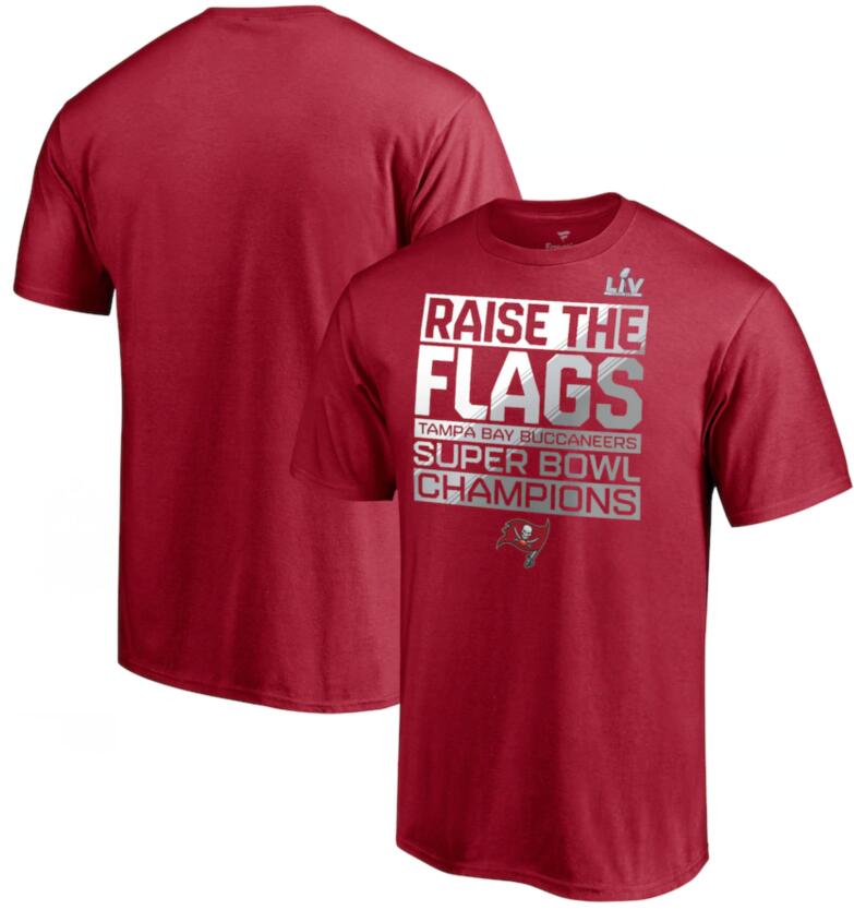 Men's Tampa Bay Buccaneers Red Super Bowl LV Champions Parade Celebration T-Shirt