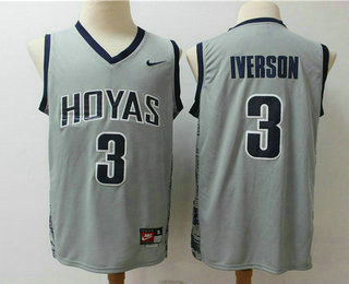 Men's Georgetown Hoyas #3 Allen Iverson Gray College Basketball Nike Jersey Men's Georgetown Hoyas #3 Allen Iverson Gray College Basketball Nike Jersey