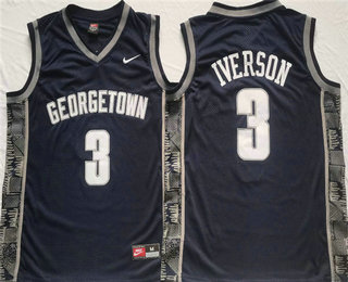 Men's Georgetown Hoyas #3 Allen Iverson Navy Stitched Jersey Men's Georgetown Hoyas #3 Allen Iverson Navy Stitched Jersey