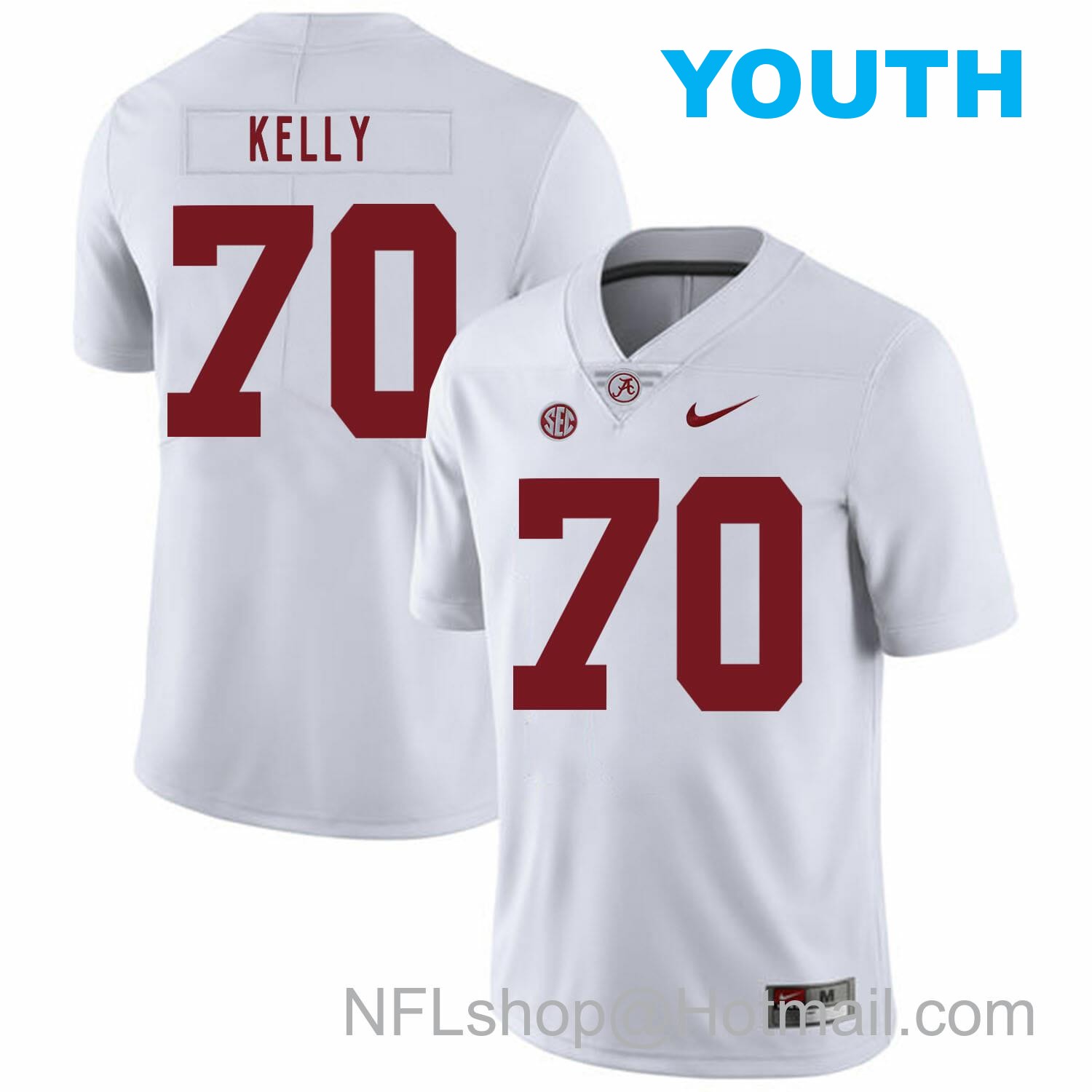 Nike Youth Alabama Crimson Tide #70 Ryan Kelly College Football Jersey White