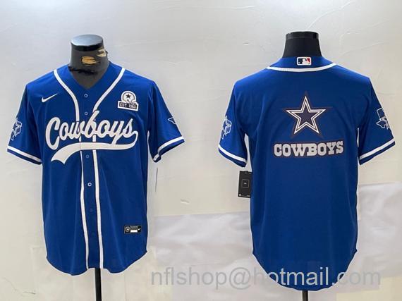 Men's Dallas Cowboys Big Logo Royal With 1960 Patch Cool Base Stitched Baseball Jerseys
