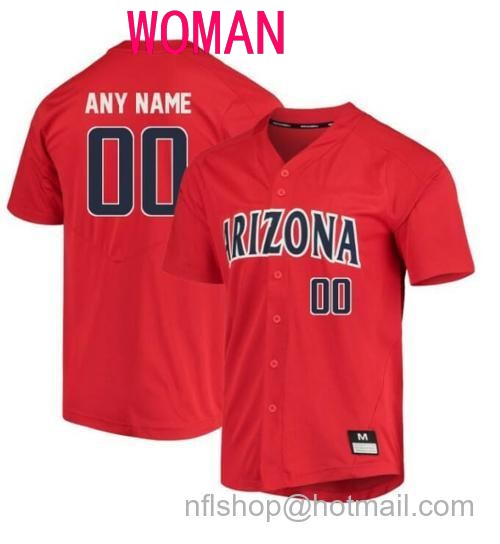 Women's Custom Arizona Wildcats Jersey Name and Number Baseball NCAA College Red109