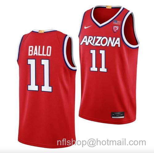 Men's Oumar Ballo Jersey #11 Arizona Wildcats College Basketball Red159