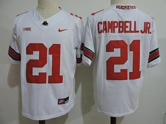 Women's Nike Ohio State Buckeyes #21 Campbell Jr College Football Jersey White