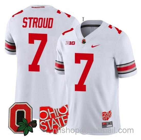 Women's Nike CJ Stroud Jersey #7 Ohio State Buckeyes College Football Stitched Logo Patch White