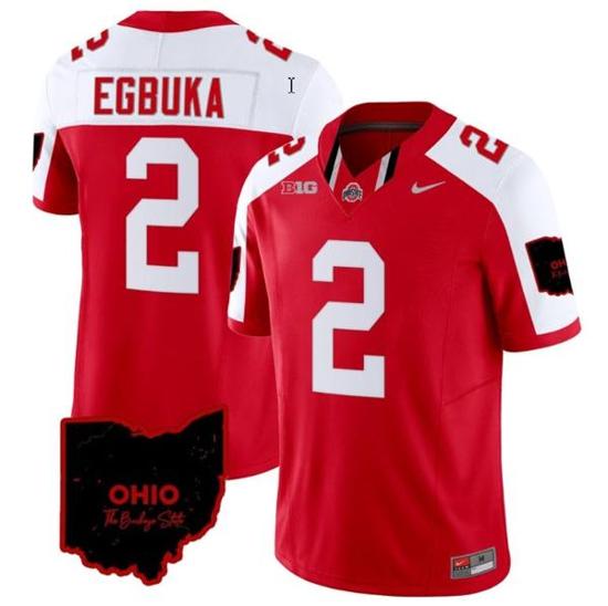 Women's Nike Emeka Egbuka Jersey #2 Ohio State Buckeyes College Football Stitched Vapor Limited Ohio Patch Red Alternate