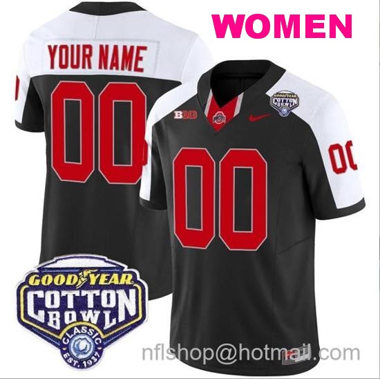 Women's Nike Custom Ohio State Buckeyes Jersey Name and Number Cotton Bowl Patch Vapor Football Black Alternate