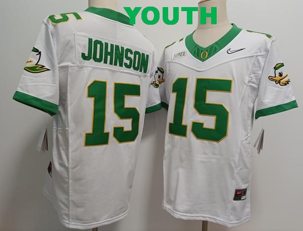 Youth Oregon Ducks #15 Tez Johnson White 2024 Vapor F.U.S.E. Limited College Football Jersey Youth Oregon Ducks #15 Tez Johnson White 2024 Vapor F.U.S.E. Limited College Football Jersey