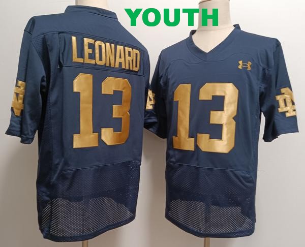 Youth Notre Dame Fighting Irish #13 Riley Leonard Name Navy Blue College Stitched Jersey Youth Notre Dame Fighting Irish #13 Riley Leonard Name Navy Blue College Stitched Jersey