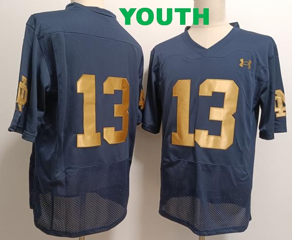Youth Notre Dame Fighting Irish #13 Riley Leonard Navy Blue College Stitched Jersey Youth Notre Dame Fighting Irish #13 Riley Leonard Navy Blue College Stitched Jersey