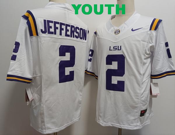 Youth LSU Tigers #2 Justin Jefferson White Vapor F.U.S.E. Limited College Stitched Jersey Youth LSU Tigers #2 Justin Jefferson White Vapor F.U.S.E. Limited College Stitched Jersey