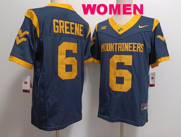 Women's West Virginia Mountaineers #6 Garrett Greene Navy F.U.S.E. College Stitched Jersey Women's West Virginia Mountaineers #6 Garrett Greene Navy F.U.S.E. College Stitched Jersey