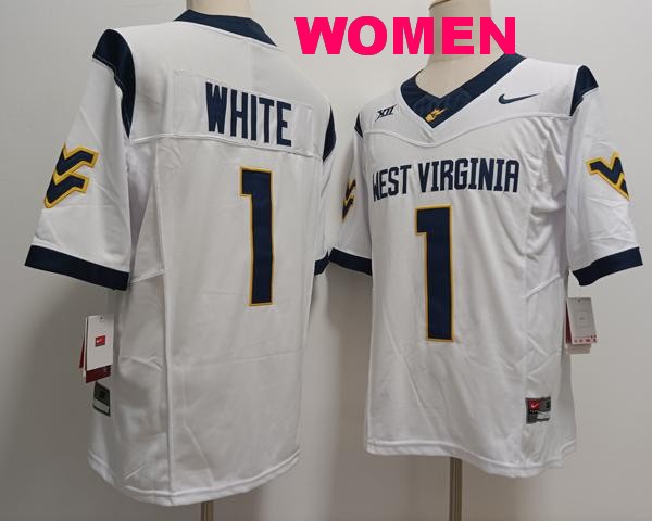 Women's West Virginia Mountaineers #1 Jahiem White White F.U.S.E. College Stitched Jersey Women's West Virginia Mountaineers #1 Jahiem White White F.U.S.E. College Stitched Jersey