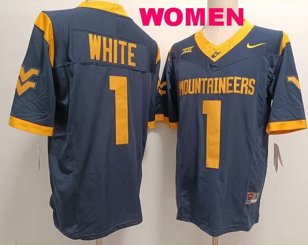 Women's West Virginia Mountaineers #1 Jahiem White Navy F.U.S.E. College Stitched Jersey Women's West Virginia Mountaineers #1 Jahiem White Navy F.U.S.E. College Stitched Jersey