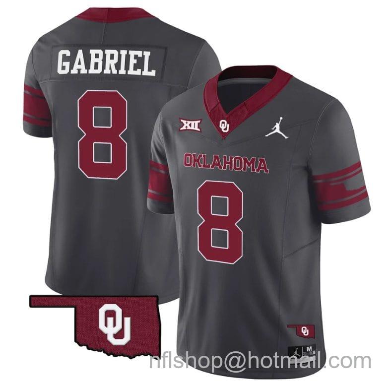 Men's Jordan Brand Dillon Gabriel Jersey #8 Oklahoma Sooners Vapor Limited College Football Stitched Anthracite