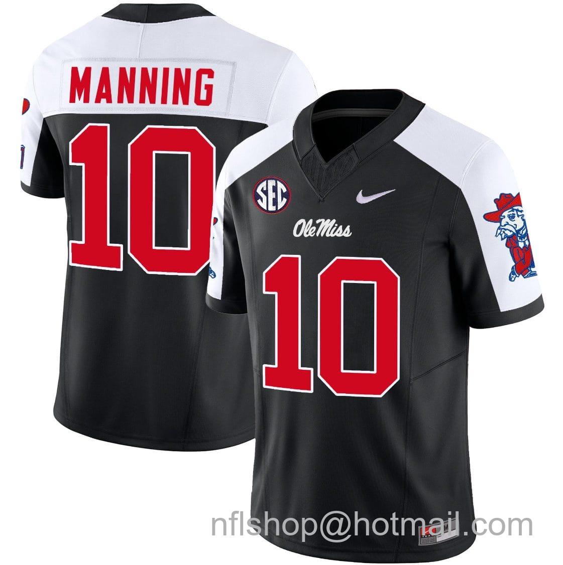 Men's Nike Eli Manning Jersey #10 Ole Miss Rebels Football Vapor Limited All Stitched Black Alternate