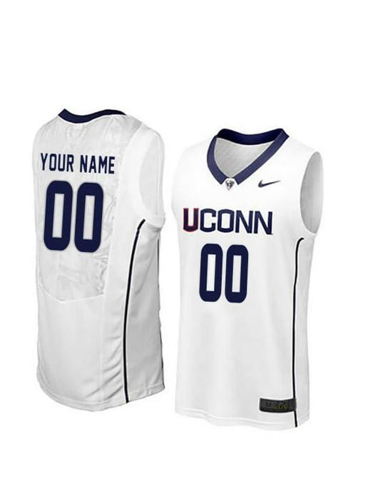 Men's Custom UConn Huskies Jersey College Basketball Name and Number Elite White Men's Custom UConn Huskies Jersey College Basketball Name and Number Elite White
