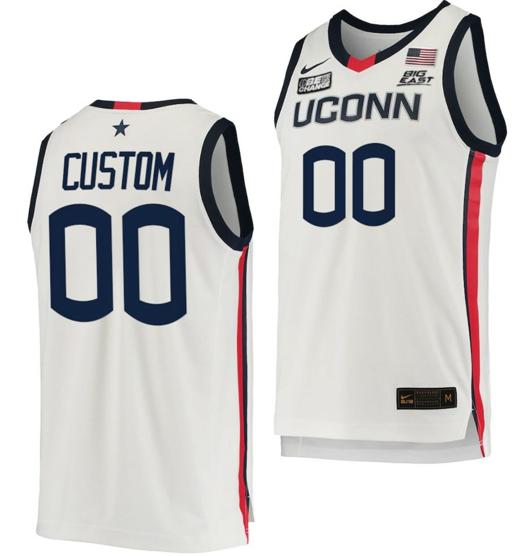 Men's Custom UConn Huskies Jersey College Basketball Name and Number Replica White Men's Custom UConn Huskies Jersey College Basketball Name and Number Replica White