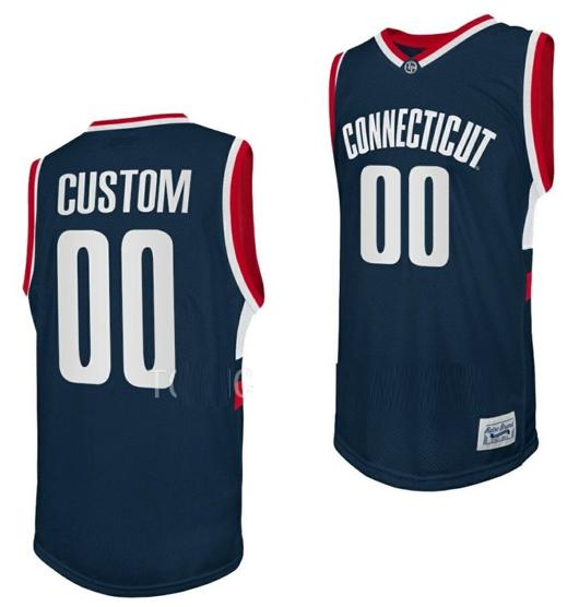 Men's Custom UConn Huskies Jersey College Basketball Name and Number Navy Retro Men's Custom UConn Huskies Jersey College Basketball Name and Number Navy Retro