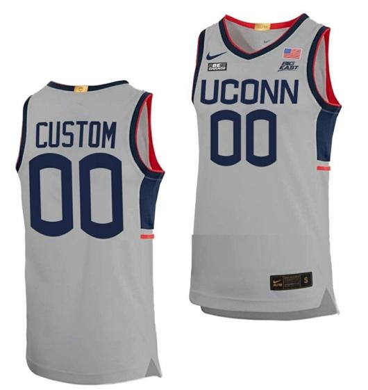 Men's Custom UConn Huskies Jersey College Basketball Name and Number Limited Gray Men's Custom UConn Huskies Jersey College Basketball Name and Number Limited Gray